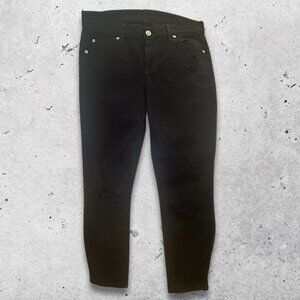 7 for All Mankind Jeans Skinny Fit Cotton Spandex Distressed‎ Detail Black W 26